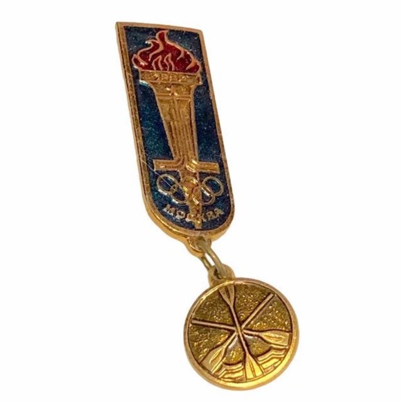 VTG 1980 Moscow Olympic Torch Pin - Picture 1 of 4